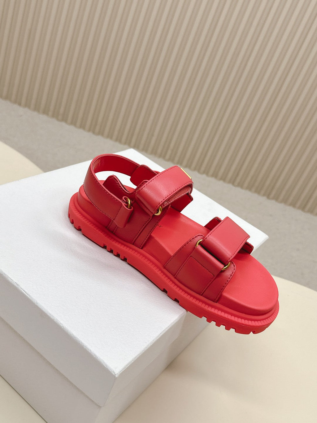 DIOR BACK-STRAP SANDALS 25S IN STRAWBERRY PINK CALFSKIN WITH GOLD HARDWARE