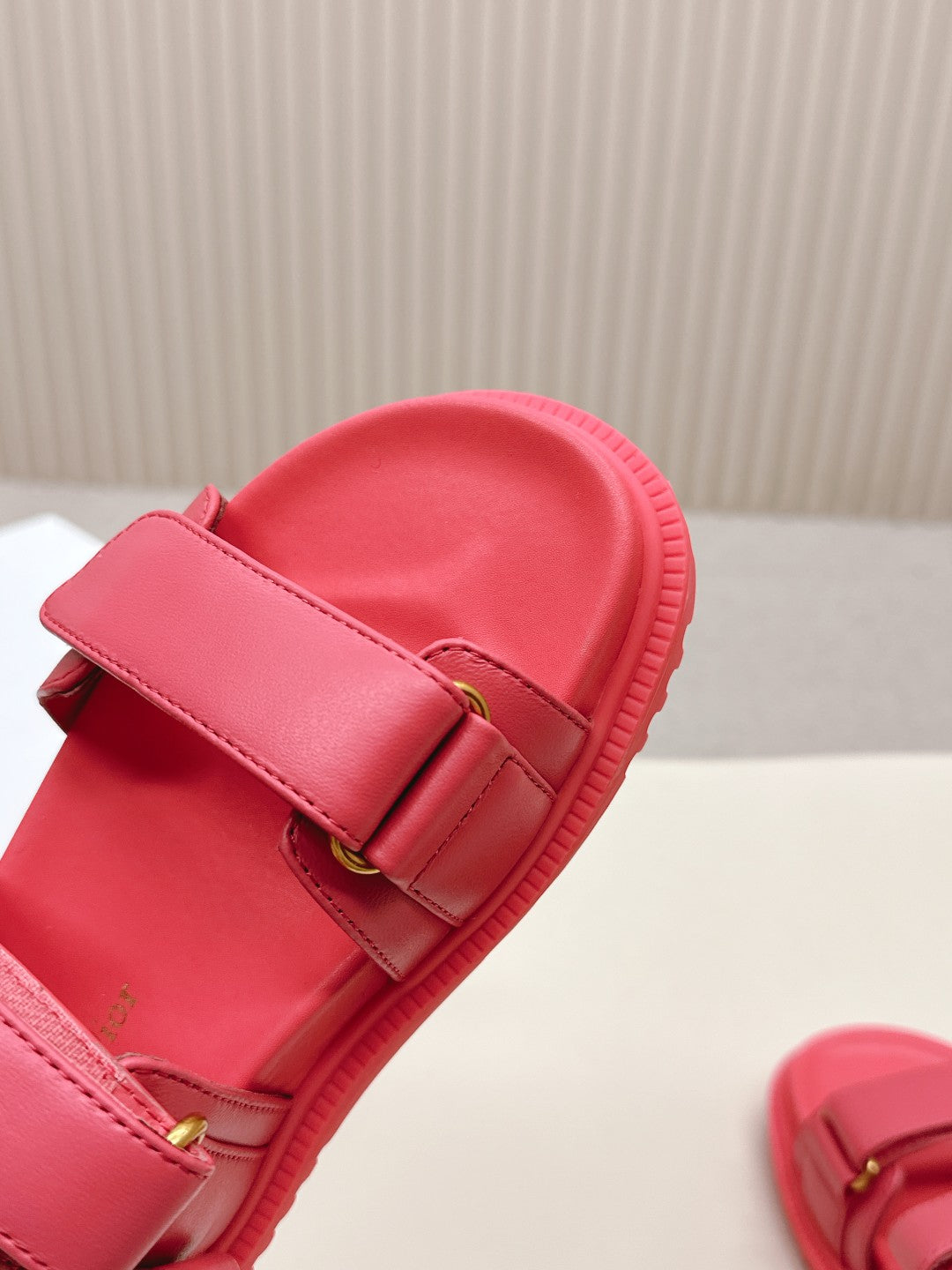 DIOR BACK-STRAP SANDALS 25S IN STRAWBERRY PINK CALFSKIN WITH GOLD HARDWARE