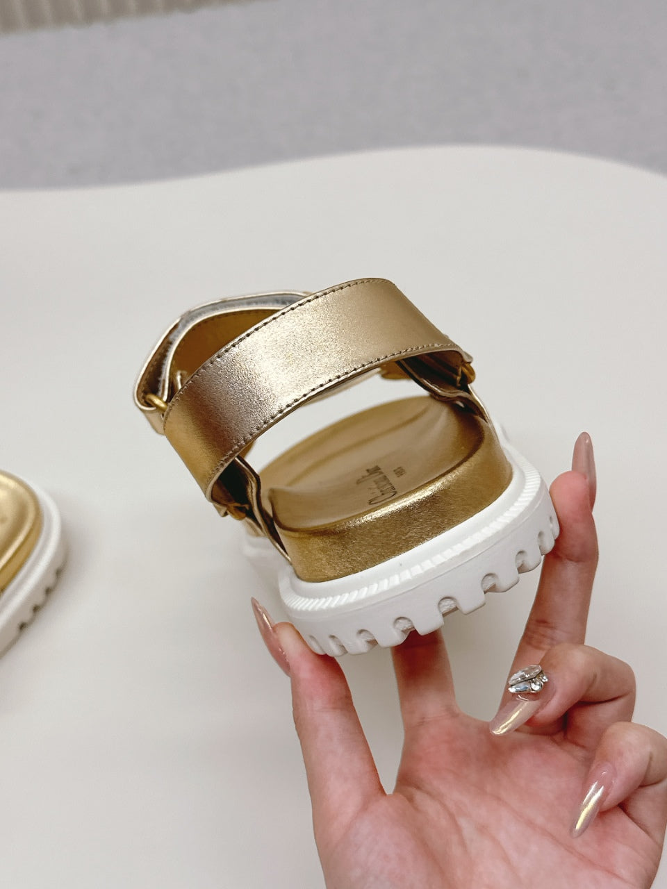 DIOR BACK-STRAP SANDALS 25S IN GOLD CALFSKIN WITH GOLD HARDWARE