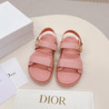 DIOR BACK-STRAP SANDALS 25S IN PEACHY PINK CALFSKIN WITH GOLD HARDWARE