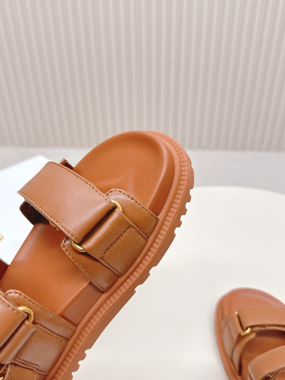 DIOR BACK-STRAP SANDALS 25S IN BRICK BROWN CALFSKIN WITH SILVER HARDWARE