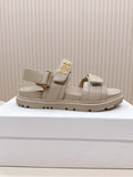 DIOR BACK-STRAP SANDALS 25S IN LIGHT BEIGE CALFSKIN WITH GOLD HARDWARE