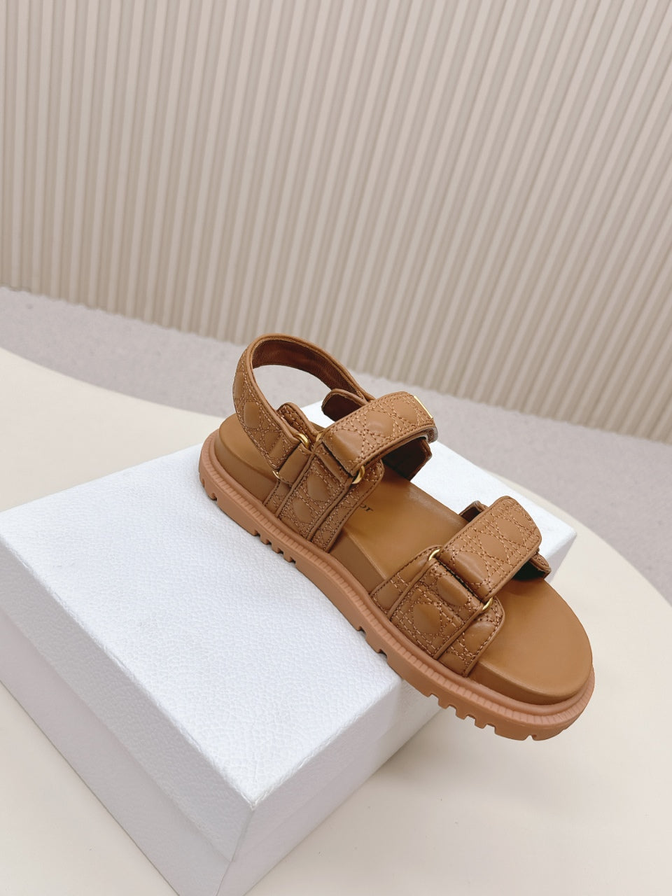 DIOR BACK-STRAP SANDALS 25S IN BROWN CALFSKIN