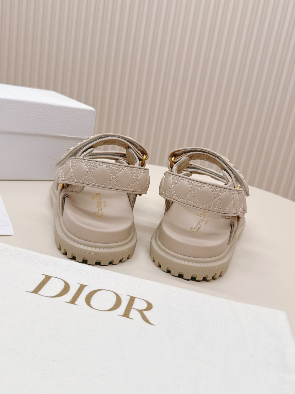 DIOR BACK-STRAP SANDALS 25S IN LIGHT BEIGE CALFSKIN
