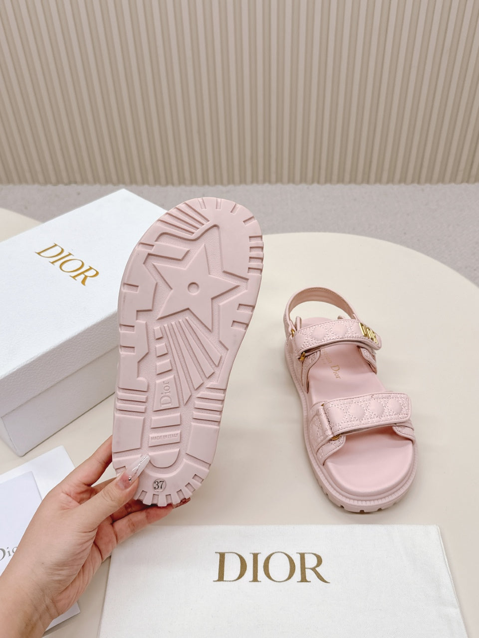 DIOR BACK-STRAP SANDALS 25S IN PASTEL PINK CALFSKIN