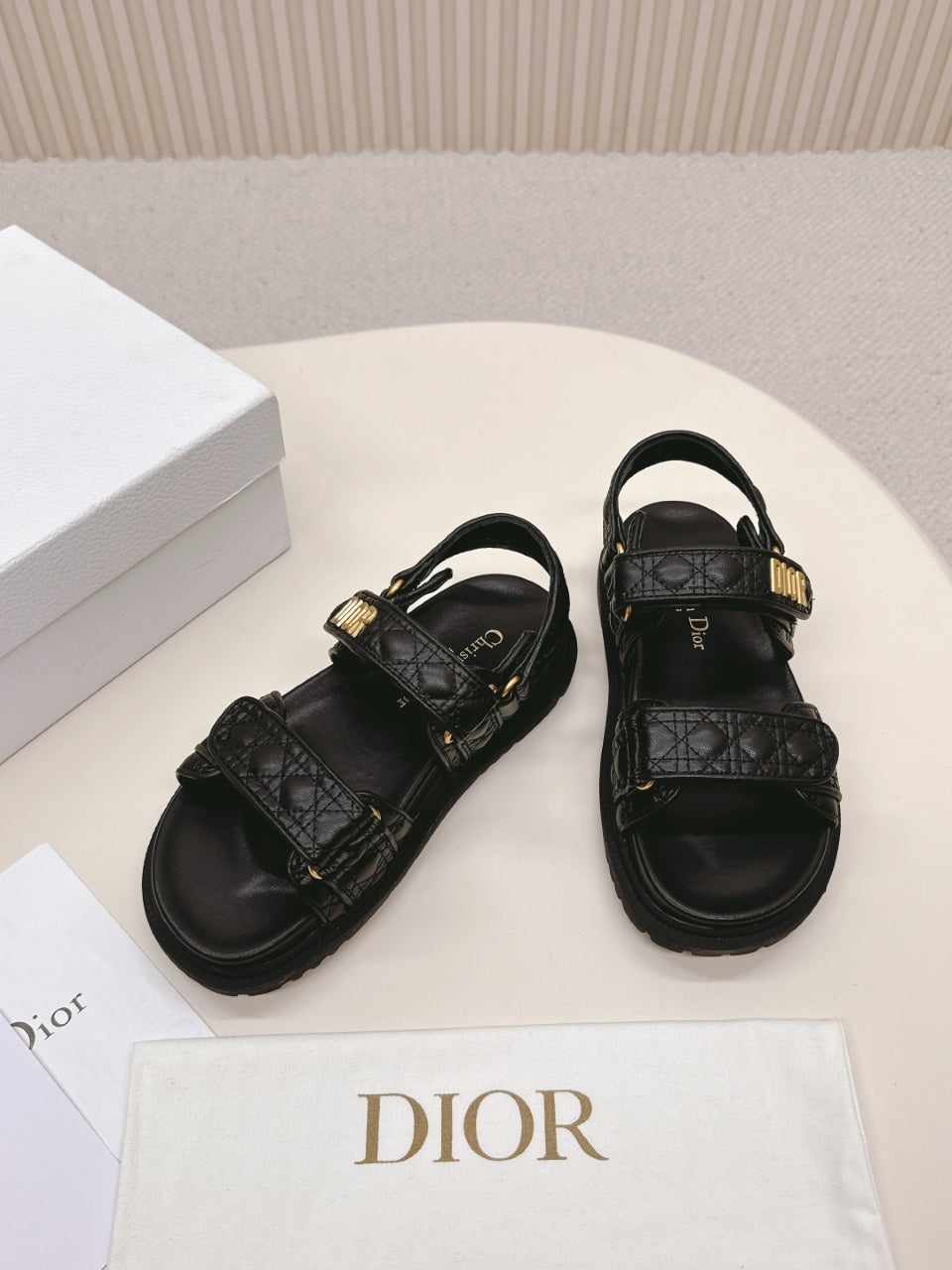 DIOR BACK-STRAP SANDALS 25S IN BLACK CALFSKIN
