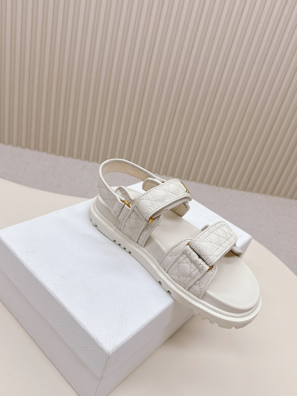 DIOR BACK-STRAP SANDALS 25S IN CREAM WHITE CALFSKIN