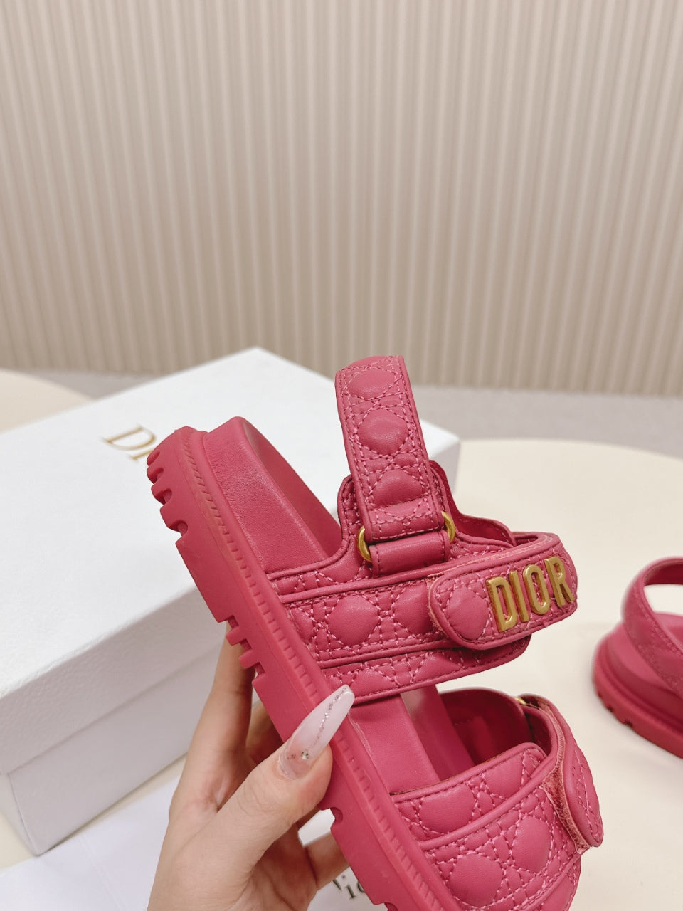 DIOR BACK-STRAP SANDALS 25S IN DARK PINK CALFSKIN