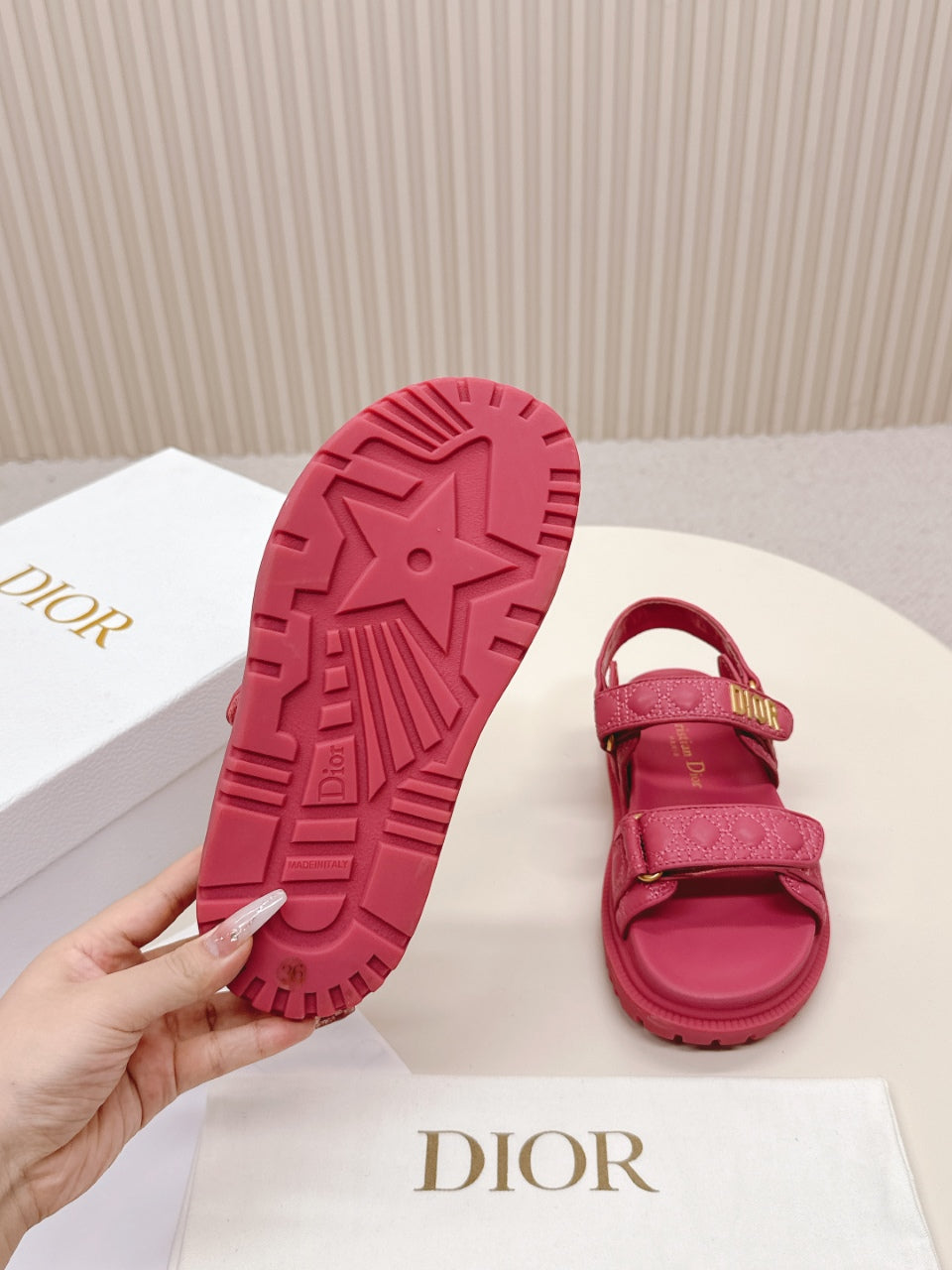 DIOR BACK-STRAP SANDALS 25S IN DARK PINK CALFSKIN
