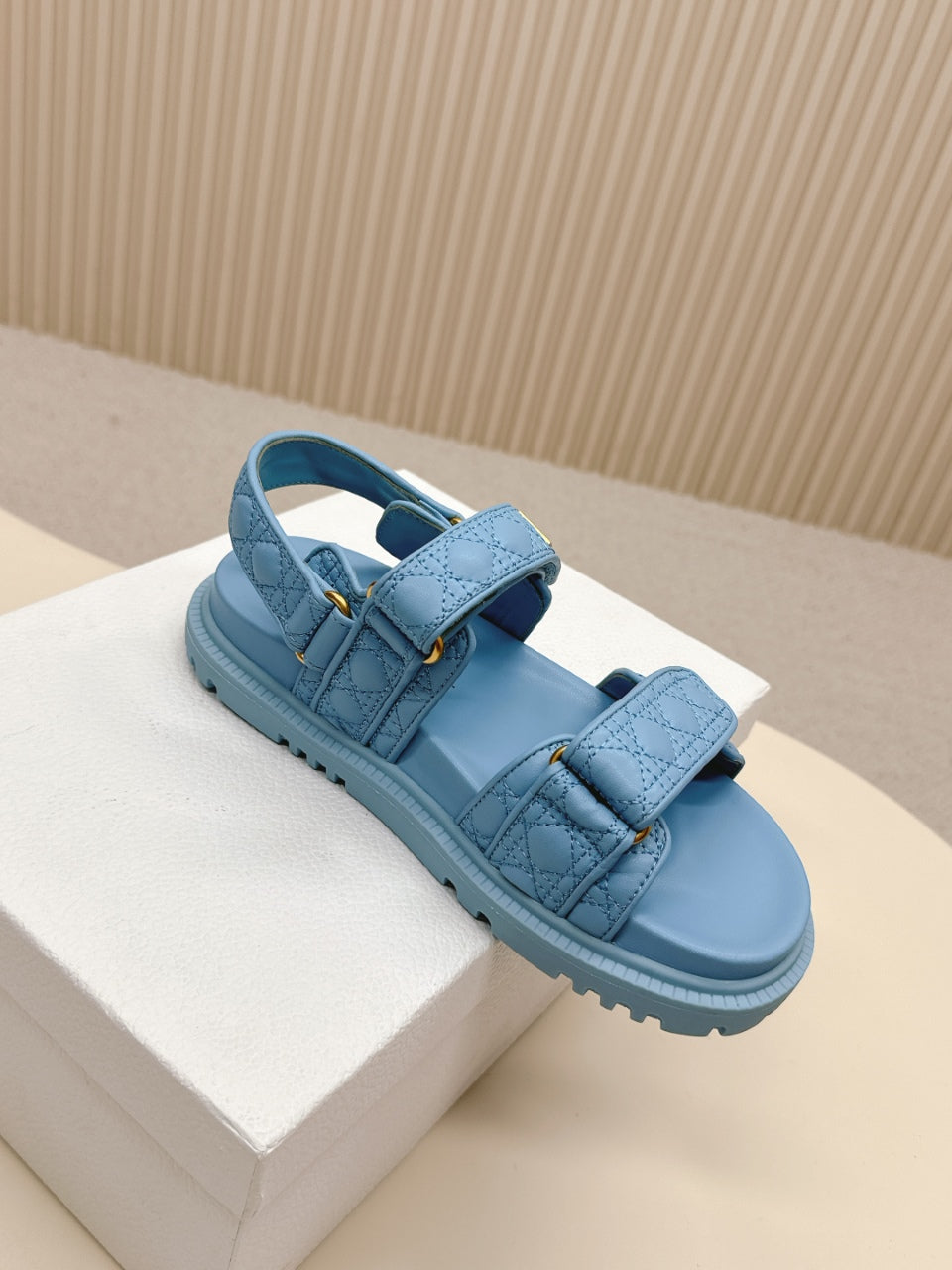 DIOR BACK-STRAP SANDALS 25S IN OCEAN BLUE CALFSKIN