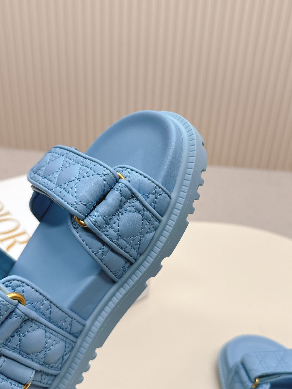 DIOR BACK-STRAP SANDALS 25S IN OCEAN BLUE CALFSKIN