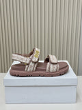 DIOR BACK-STRAP SANDALS 25S IN DEEP MAUVE BROWN TWEED AND CALFSKIN