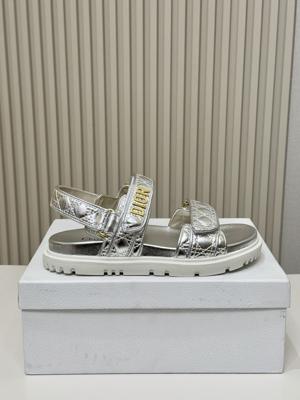 DIOR BACK-STRAP SANDALS 25S IN SILVER CALFSKIN