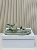 DIOR BACK-STRAP SANDALS 25S IN PALE TEAL GRAY CALFSKIN