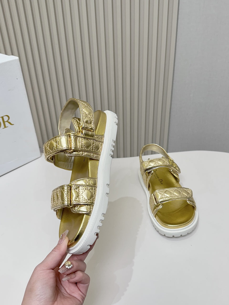 DIOR BACK-STRAP SANDALS 25S IN GOLD CALFSKIN