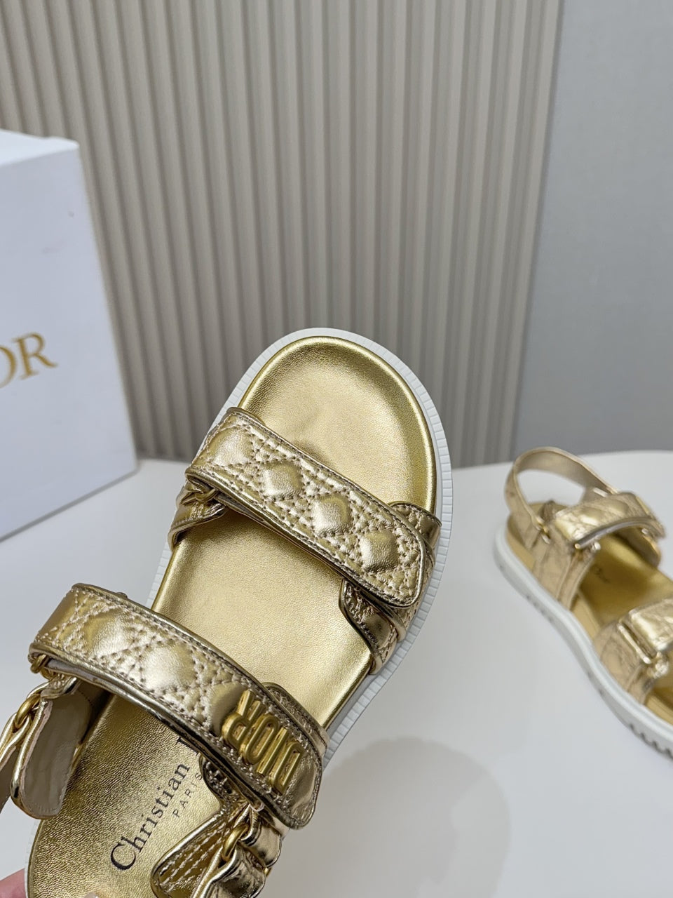 DIOR BACK-STRAP SANDALS 25S IN GOLD CALFSKIN