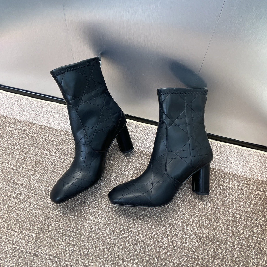 DIOR 25S D-SHADOW COUTURE SERIES ANKLE BOOTS 90MM IN BLACK CALFSKIN
