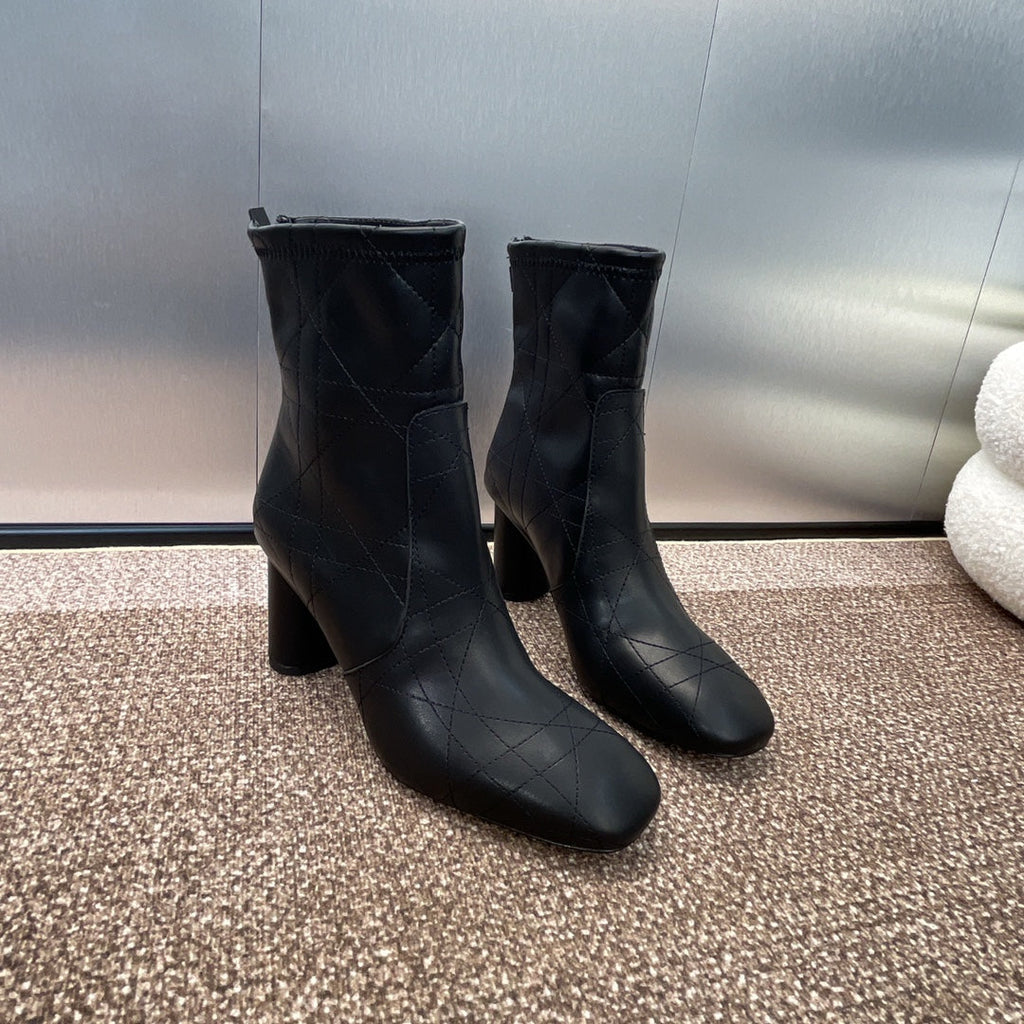 DIOR 25S D-SHADOW COUTURE SERIES ANKLE BOOTS 90MM IN BLACK CALFSKIN