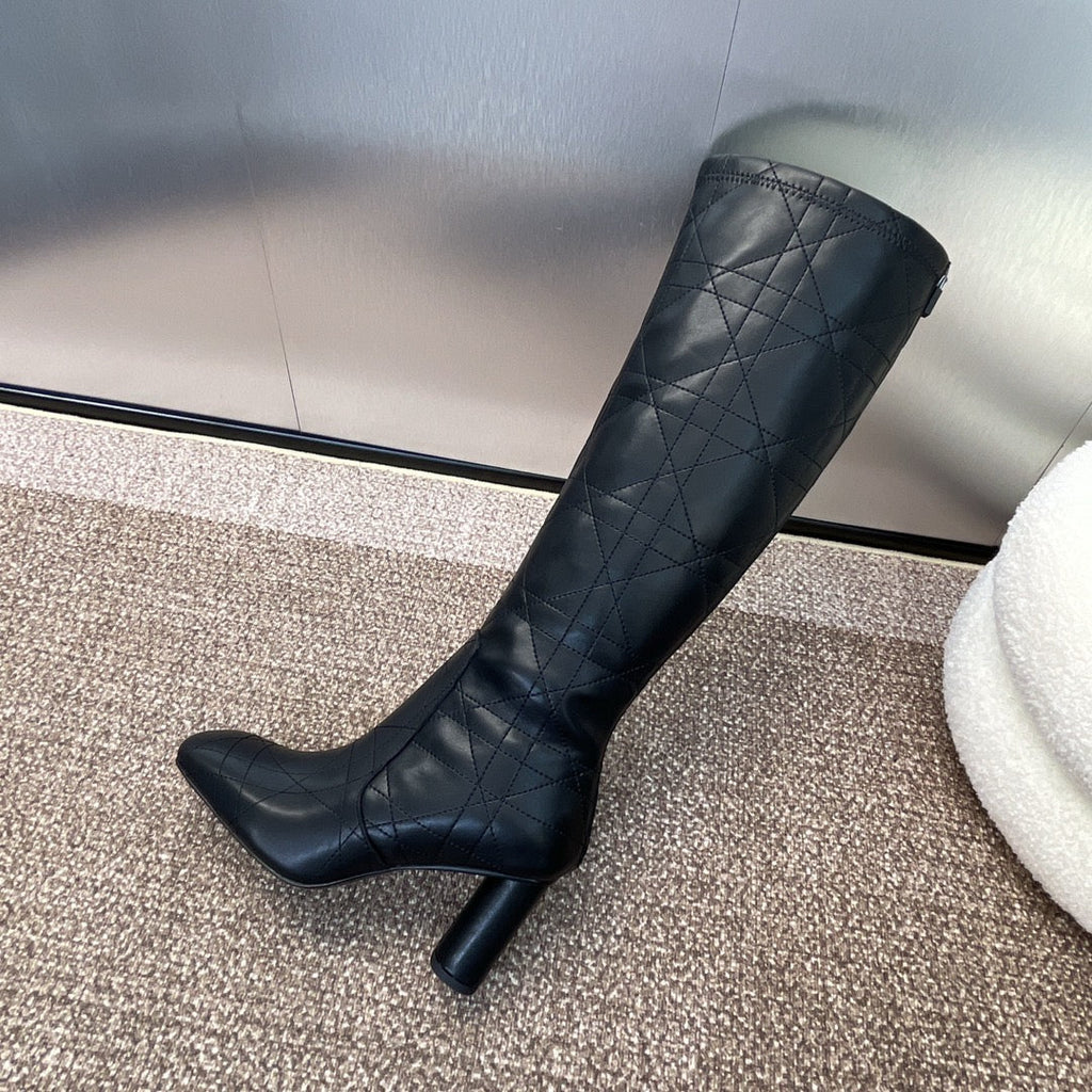 DIOR 25S D-SHADOW COUTURE SERIES BOOTS 90MM IN BLACK CALFSKIN