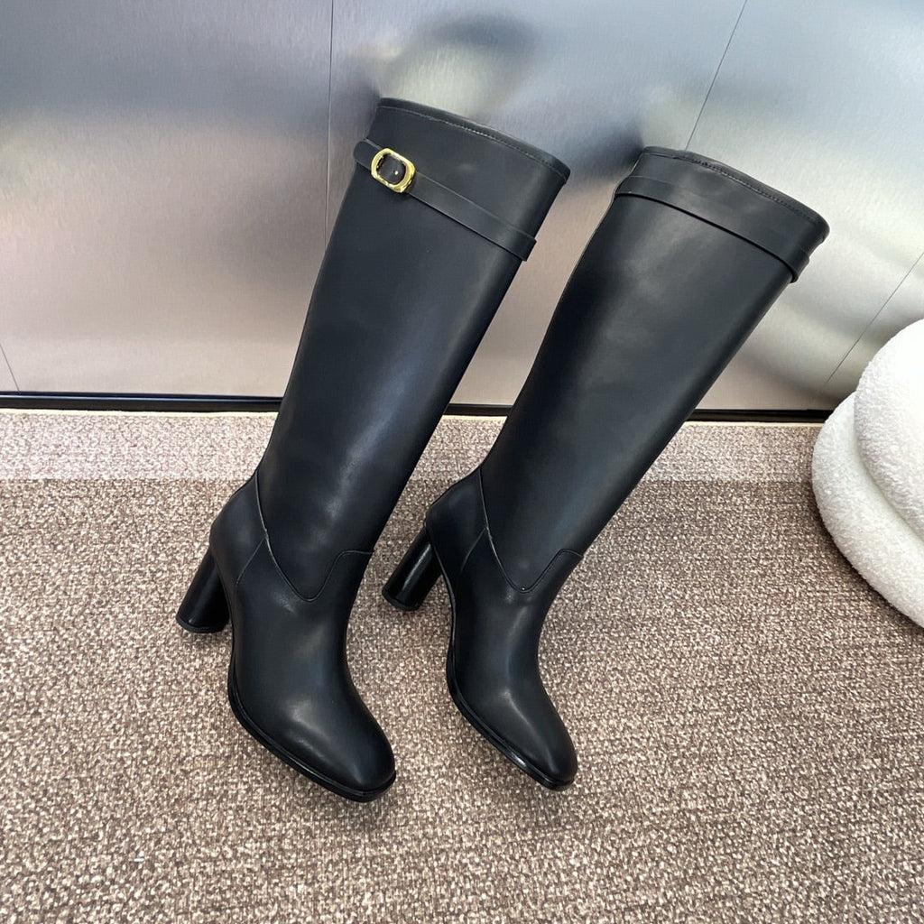DIOR 25S D-EMPREINTE COUTURE BOOTS 90MM IN BLACK CALFSKIN
