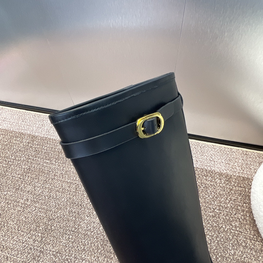 DIOR 25S D-EMPREINTE COUTURE BOOTS 90MM IN BLACK CALFSKIN