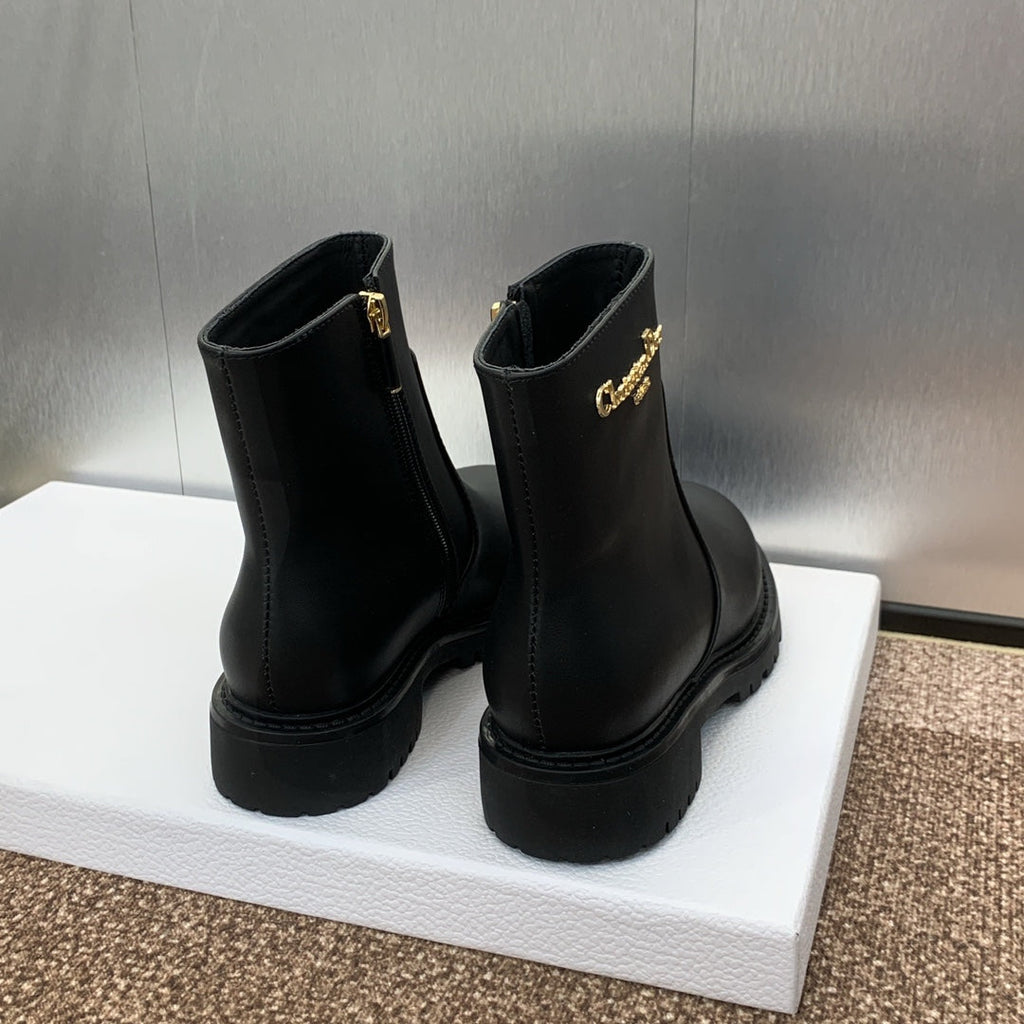 DIOR 25S D-TOWN ANKLE BOOT 25MM IN BLACK BRUSHED CALFSKIN