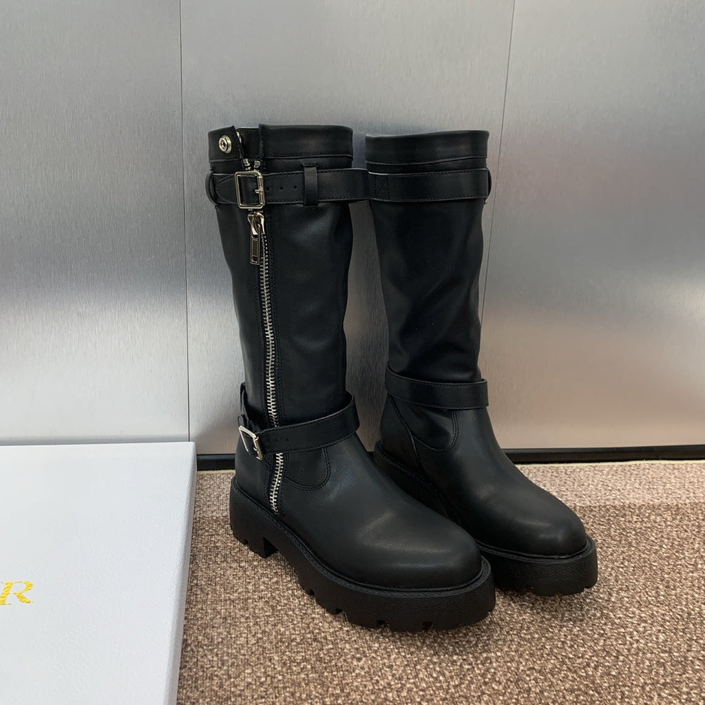 DIOR 25S D-MAJOR BOOT 35MM IN BLACK CALFSKIN
