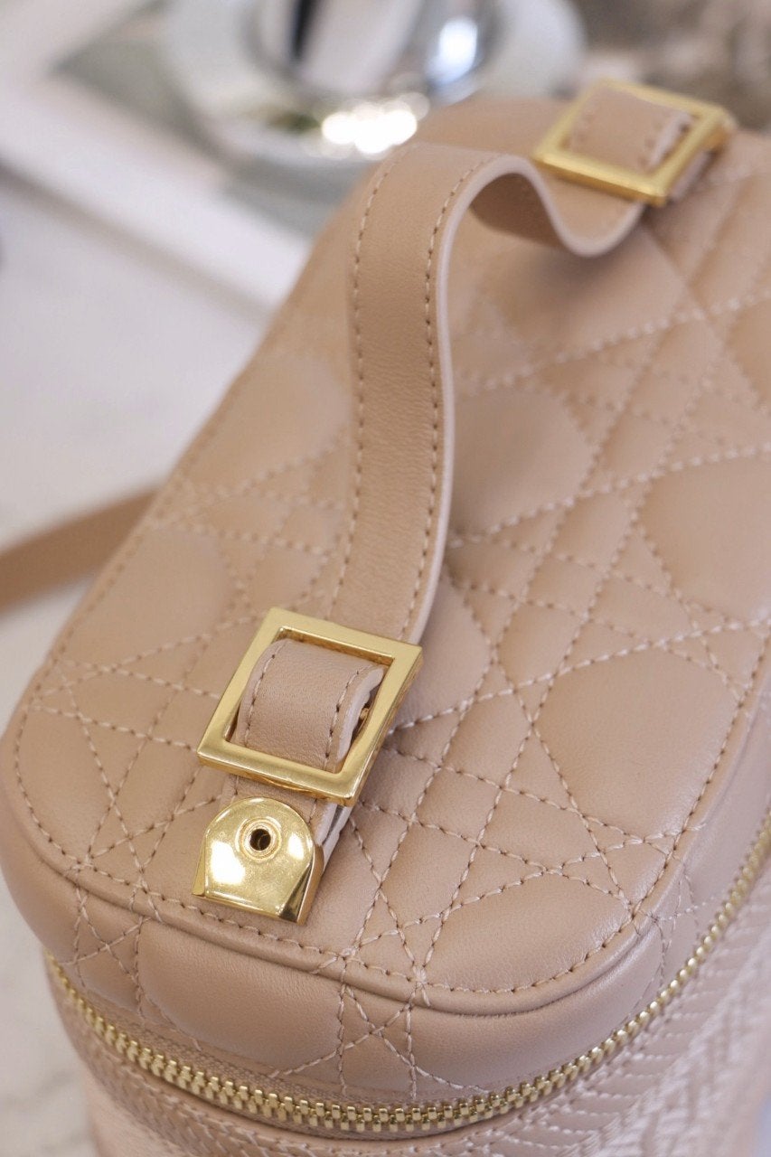 DIOR SMALL TRAVEL VANITY CASE BEIGE LAMBSKIN