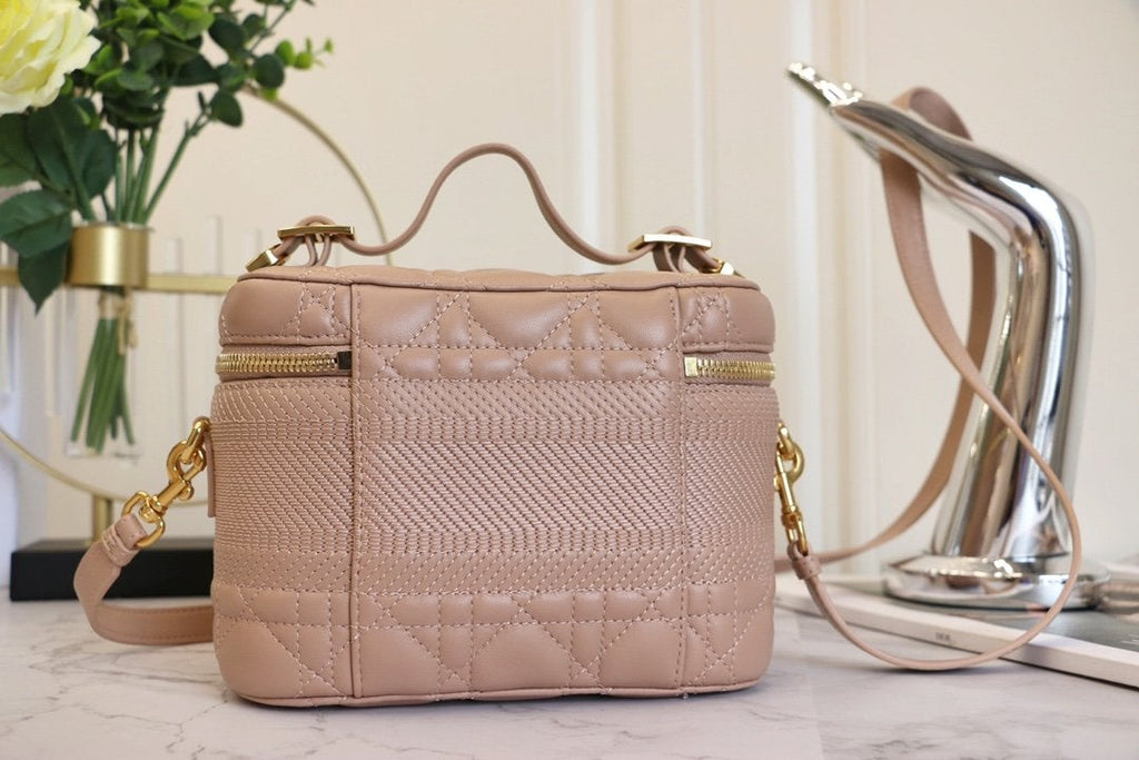 DIOR SMALL TRAVEL VANITY CASE BEIGE LAMBSKIN